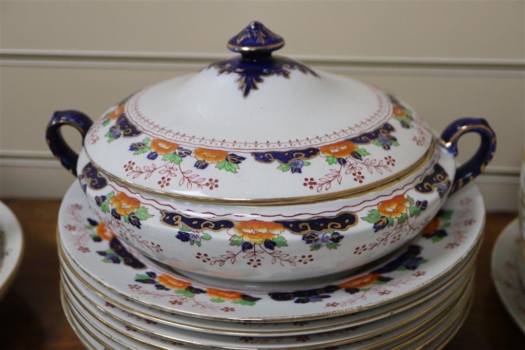 A Staffordshire S. Fielding & Co., Devon ware part dinner service, including graduated meat dishes and sauce, vegetable and soup ture